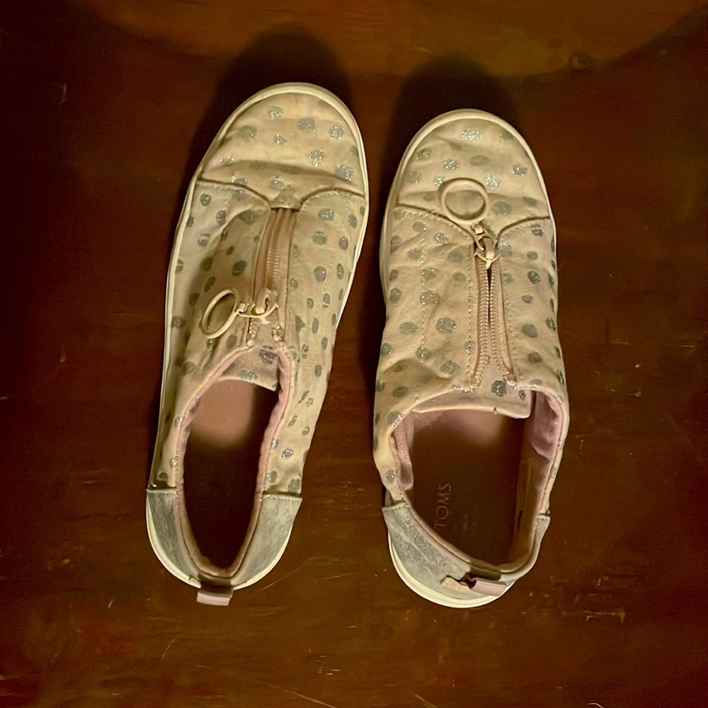 Toms slip on sneakers with zipper. Children’s size 3.